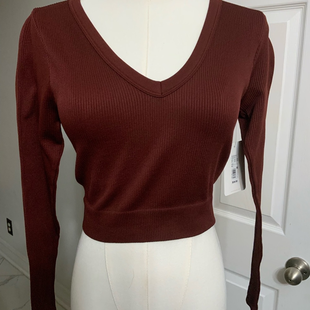 Gianni Bini Chestnut Ribbed Top